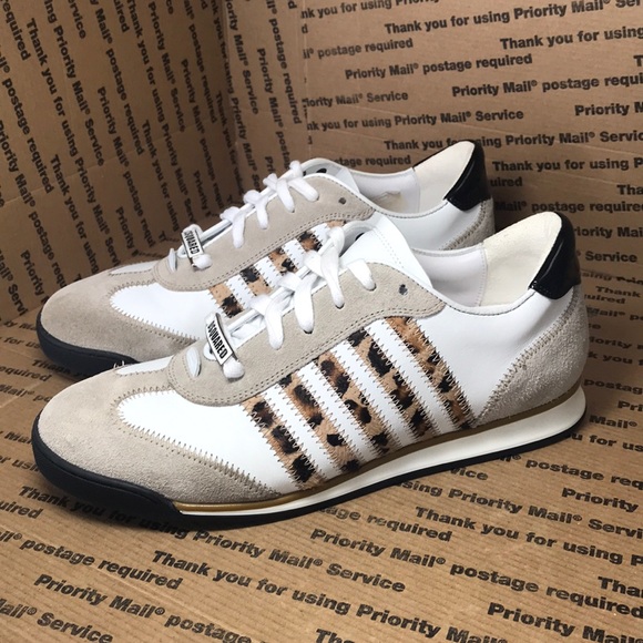 Dsquared2 Leather / Canvas Leppard Print Wm Shoes - Picture 2 of 8